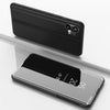 For Nothing Phone 1 Estuche de cuero con tapa horizontal con espejo plateado y soporte (negro)