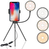 Lámpara de anillo LED regulable NS-08 con soporte para trípode de teléfono