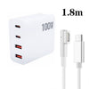 GaN 100W Dual USB+Dual USB-C/Type-C Multi Port Charger con 1.8m Type-C a MagSafe 1 / L Header Data Cable US Plug