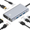 JUNSUNMAY 7 en 1 Tipo-C a 4K HDMI / VGA / 1000M Adaptador de estación de acoplamiento Ethernet USB C Hub