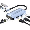 JUNSUNMAY 6 en 1 Tipo-C a 4K HDMI / Adaptador de estación de acoplamiento Ethernet USB-C Hub Convertidor multipuerto