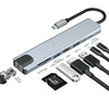 JUNSUNMAY 8 en 1 Tipo-C a 4K HDMI / Adaptador de estación de acoplamiento Ethernet PD Centro de carga rápida Lector de tarjetas SD / TF