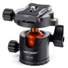 K&F CONCEPT KF31.023V3 Rótula de bola de trípode de metal panorámica giratoria de 360 grados con placa de liberación rápida de 1/4 pulgadas