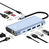 JUNSUNMAY 10 en 1 Tipo-C a 4K HDMI + VGA +RJ45 + Adaptador de estación de acoplamiento de audio de 3,5 mm PD Hub de carga rápida Lector de tarjetas SD/TF
