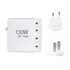 GaN130W 4 puertos USB-C PD65W / PD30W Cargador multipuerto tipo C para serie de portátiles, enchufe UE / EE. UU.