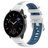 Correa de silicona bicolor con hebilla de acero y textura cruzada para Amazfit Bip 1S de 20 mm (blanco y azul)