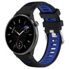 Correa de silicona bicolor con hebilla de acero y textura cruzada para Amazfit Bip 1S de 20 mm (negro y azul)