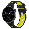 Correa de silicona bicolor con hebilla de acero y textura cruzada para Amazfit Bip 1S de 20 mm (negro y verde lima)