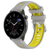 Correa de silicona bicolor con hebilla de acero y textura cruzada para Amazfit Bip 1S de 20 mm (gris y amarillo)