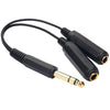 JUNSUNMAY 6,35 mm 1/4 de pulgada macho a doble hembra cable adaptador de audio estéreo, longitud: 20 cm