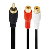 JUNSUNMAY Conector adaptador de audio estéreo RCA macho a 2 RCA hembra, longitud: 0,25 m