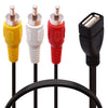 JUNSUNMAY Cable divisor de audio y video USB hembra a 3 x RCA macho, longitud: 0,2 m