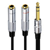 JUNSUNMAY Adaptador de audio estéreo hembra de 6,35 mm macho a doble hembra de 6,35 mm, longitud: 0,2 m