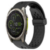 Correa de reloj de silicona de 22 mm con hebilla plegable y orificio de 47 mm para Garmin Fenix 8 MIP (negra)
