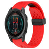 Correa de reloj de silicona de 22 mm con hebilla plegable y orificio de 47 mm para Garmin Fenix E (roja)