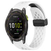 Correa de silicona para reloj Garmin Enduro con hebilla plegable de 3 orificios y 26 mm (blanca)