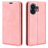For Nothing Phone 2 Estuche para teléfono de cuero con succión magnética de piel retro (rosa)
