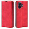 For Nothing Phone 2 Estuche para teléfono de cuero con succión magnética de piel retro (rojo)