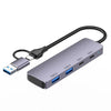 Cable T-32C 2 en 1 USB 3.0 + Estación de acoplamiento de aleación de aluminio con concentrador tipo C de 4 puertos
