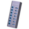 Divisor de 7 puertos de aleación de aluminio U307, concentrador USB 3.0 de alta velocidad de 5Gbps con interruptor independiente