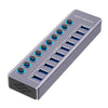 Estación de carga de energía USB con concentrador de extensión USB 3.0 10 en 1 U310 con interruptor individual