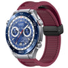 Correa de silicona con hebilla magnética plegable para Huawei Watch Ultimate de 22 mm (rojo vino)