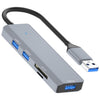 Adaptador USB ADS-310A a 3 x USB 3.0 + 2 x ranuras para lectores de tarjetas Hub multipuerto