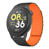 Correa de silicona magnética en forma de I para reloj COROS Pace 3 de 22 mm (negra y naranja)