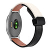 Para Garmin Forerunner 255 Music Correa de reloj de cuero de microfibra con hebilla magnética delgada de 22 mm (negro + albaricoque)