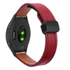 Correa de reloj de cuero de microfibra con hebilla magnética fina de 22 mm para Garmin Vivoactive 4 (rojo vino)