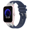 Correa de silicona para reloj Amazfit Pop Pro de 20 mm con hebilla plateada de liberación rápida (azul marino)