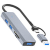 Hub multipuerto ADS-310D 2 en 1 con ranuras para tarjetas tipo C + USB a 3 x USB 3.0 + SD/TF