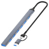 Concentrador multifuncional 7 en 1 ADS-303D USB + Tipo-C a USB 3.0 + 6x USB 2.0