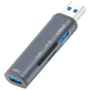 Lector de tarjetas SD/TF ADS-308A Hub divisor USB 3.0 + USB 2.0 de aleación de aluminio