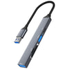 Lector de tarjetas 5 en 1 ADS-806A Hub USB con ranura USB-A a USB 3.0 + USB 2.0 + Tipo C + SD/TF