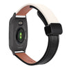 Correa de reloj de cuero de microfibra con hebilla magnética delgada de 20 mm para Garmin Venu SQ2 (negro y albaricoque)