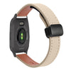 Correa de reloj de cuero de microfibra con hebilla magnética delgada de 20 mm para Garmin Venu SQ2 (color albaricoque crema)