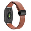 Correa de reloj de cuero de microfibra con hebilla magnética delgada de 20 mm para Garmin Venu SQ (marrón moca)