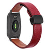 Correa de reloj de cuero de microfibra con hebilla magnética delgada de 20 mm para Garmin Venu SQ (rojo vino)