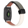 Correa de reloj de cuero de microfibra con hebilla magnética delgada de 20 mm para Garmin Venu SQ (verde albaricoque y aguacate)