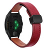 Correa de reloj de cuero de microfibra de 20 mm con hebilla magnética fina para Garmin Forerunner 645 Music (rojo vino)