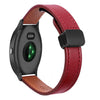 Correa de reloj de cuero de microfibra de 20 mm con hebilla magnética fina para Garmin Vivoactive 3 (rojo vino)