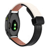 Para Garmin Forerunner 55 Correa de reloj de cuero de microfibra de 20 mm con hebilla magnética delgada (negro + albaricoque)