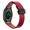 Correa de reloj de cuero de microfibra de 20 mm con hebilla magnética fina para Garmin Vivomove HR Sport (rojo vino)