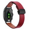 Correa de reloj de cuero de microfibra de 20 mm con hebilla magnética fina para Garmin Forerunner 245 (rojo vino)