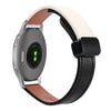 Correa de reloj de cuero de microfibra con hebilla magnética fina de 18 mm para Garmin Venu 2S (negro y albaricoque)