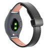 Correa de reloj de cuero de microfibra con hebilla magnética fina de 18 mm para Garmin Active S (negra)