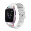 Correa de silicona con puntadas onduladas y puntos para reloj Garmin Venu SQ de 20 mm (blanca)