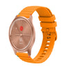 Correa de silicona para reloj Garmin Move Style de 20 mm con puntadas onduladas y puntos (amarillo ámbar)