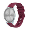 Correa de silicona para reloj Garmin Vivomove HR Sport con costuras onduladas y puntos de 20 mm (rojo vino)